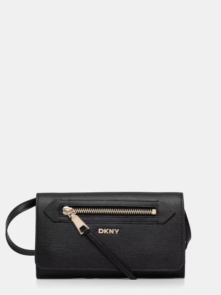 Кожена чанта Dkny черно