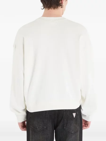 Lung pulover Guess Jeans cu imagine alb