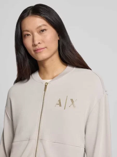Bluza rozpinana z nadrukiem z logo Armani Exchange beżowa