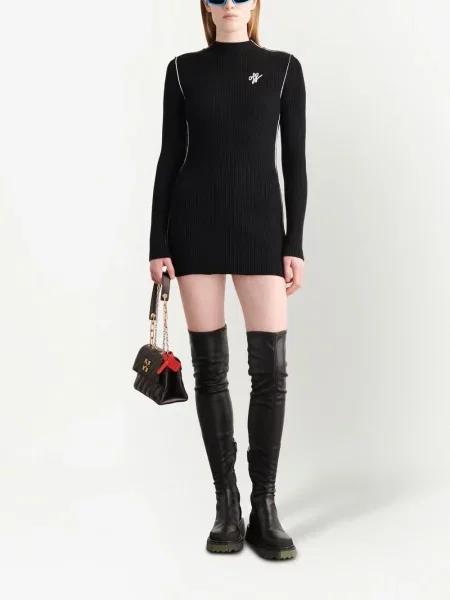 Siuvinėta mini suknelė Off-white balta
