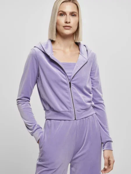 Aksamitna bluza z kapturem Urban Classics z kapturem fioletowa