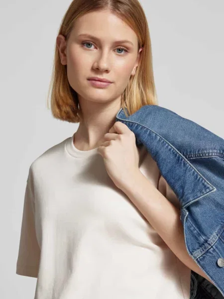 T-shirt z prążkowanym okrągłym dekoltem Jake*s Studio Woman
