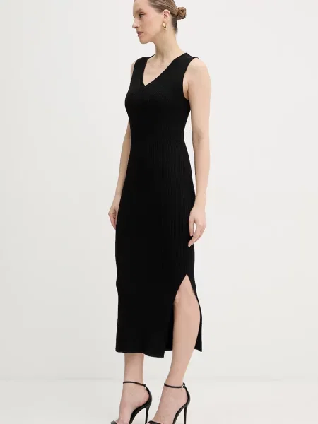 Armani Exchange oprijeta obleka viskozna črna