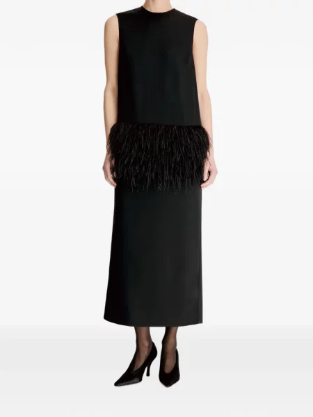 Rochie midi Loulou De Saison cu pene negru