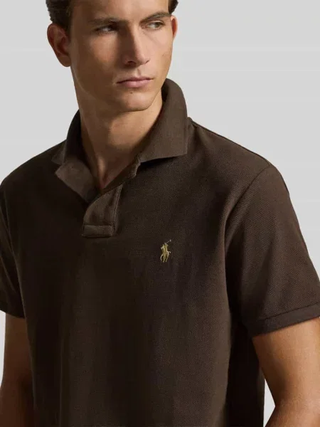 Koszulka polo o kroju regular fit z czystej bawełny Polo Ralph Lauren brązowa