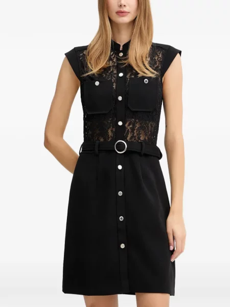Cu centură rochie mini Morgan din dantelă negru