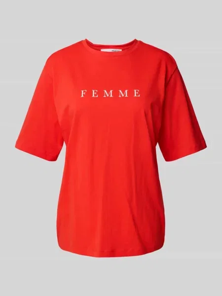 T-shirt o kroju oversized z nadrukiem z logo model ‘VILJA’ Selected Femme czerwona