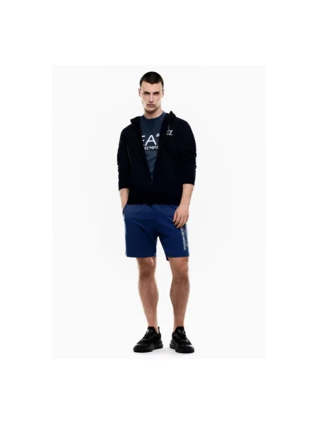 Spodenki sportowe Emporio Armani Ea7 z logo niebieskie