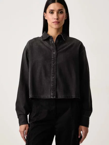 Guess Jeans cămașă de damă din denim negru