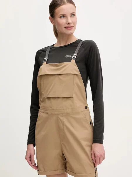 Picture pantaloni scurți outdoor Foday uni high waist verde