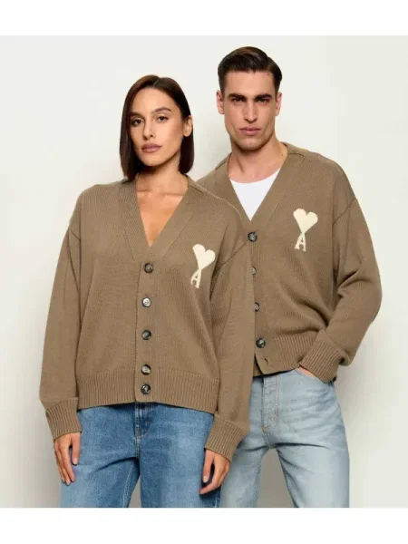 AMI Paris De lână cardigan bej