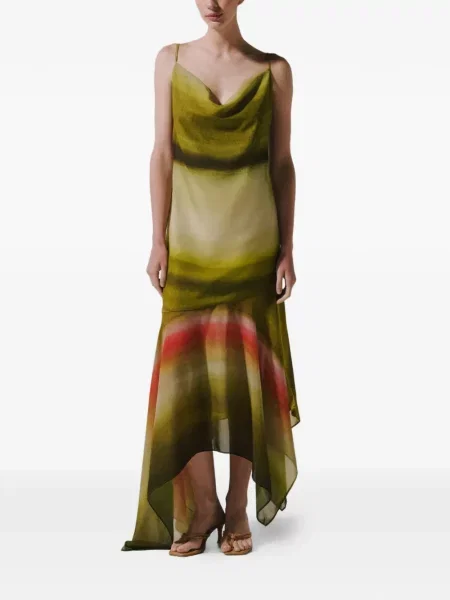 Rochie maxi Baobab asimetrică verde