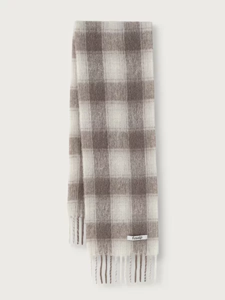 Fusalp szalik z wełną alpaki CHECK SCARF beżowa