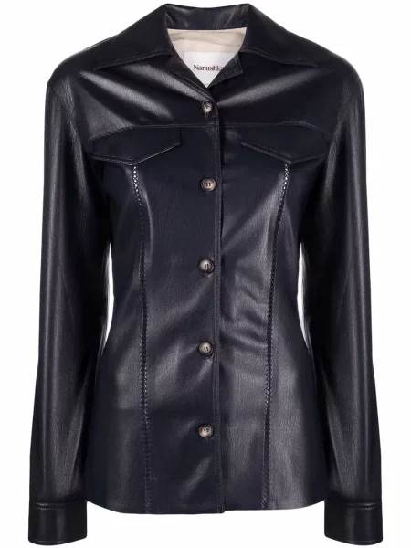 Cămașă Nanushka din piele lungă albastru