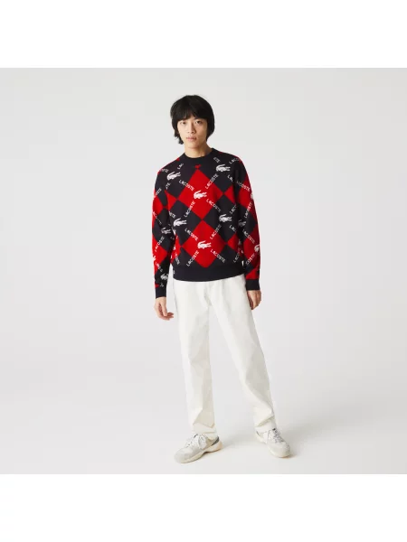 Lacoste Żakardowy Sweter Z Monogramem