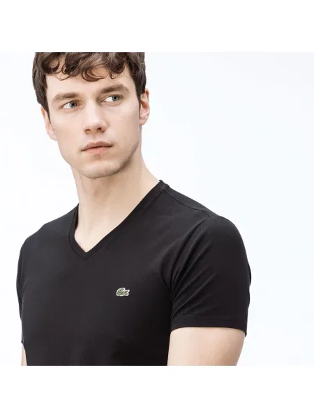 Lacoste футболка з V-вирізом чорна