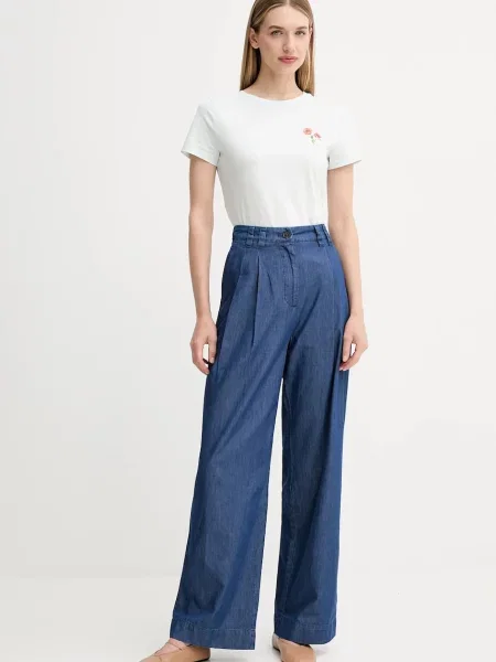 Marc O'Polo spodnie szerokie high waist niebieski