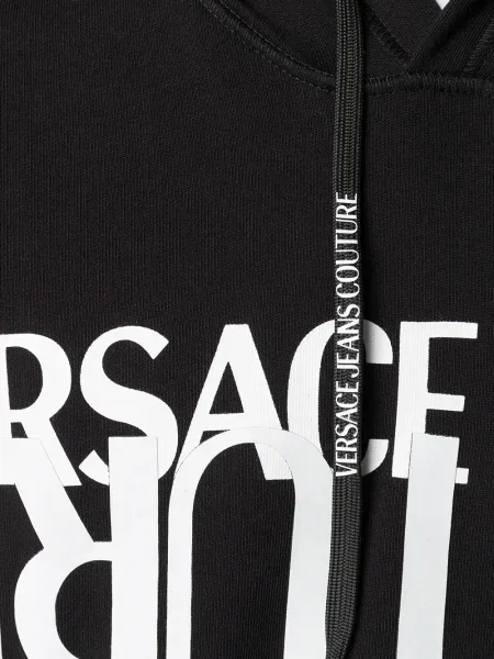 Hanorac cu glugă Versace Jeans Couture cu imagine negru