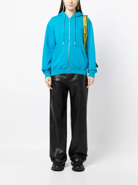Hanorac cu glugă Off-white cu imagine alb