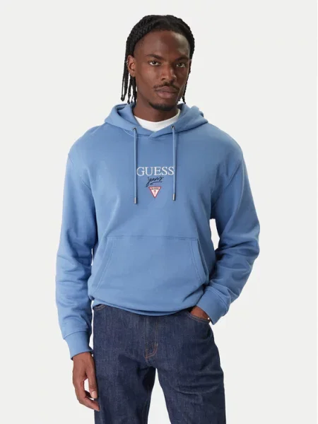 Klasična majica Guess Jeans plava