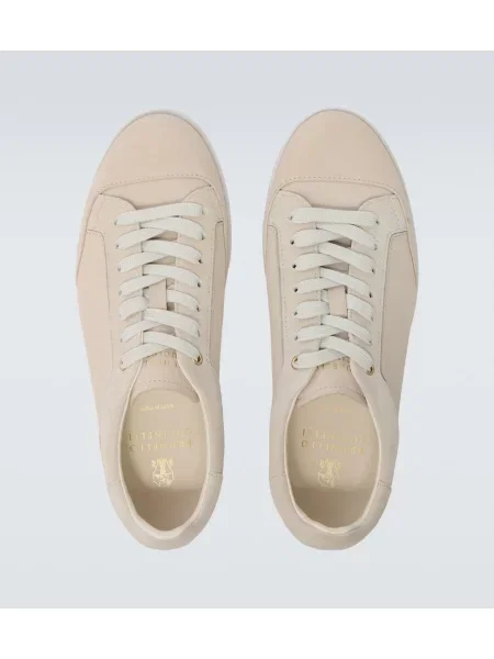 Sneakerși Brunello Cucinelli din piele de căprioară bej