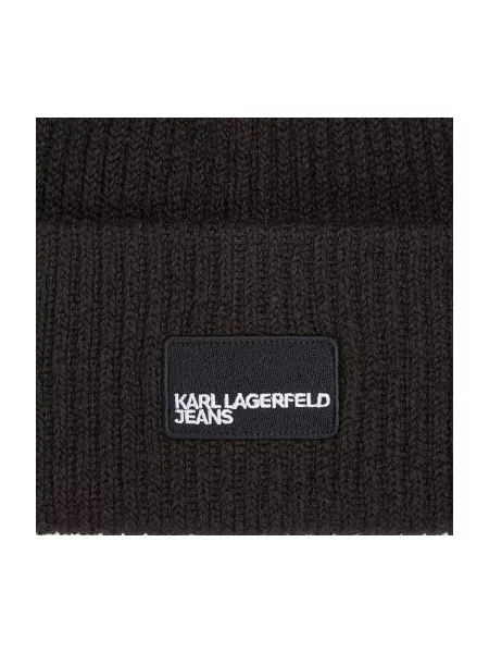 Textilní doplňky Karl Lagerfeld KLJ PATCH LONG BEANIE černý