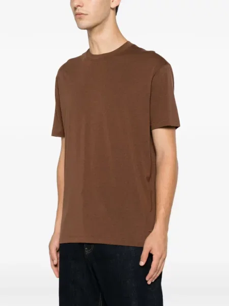 Scurt tricou Tom Ford cu decolteu rotund maro