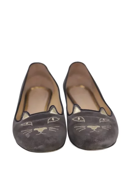 Balerini Charlotte Olympia cu broderie gri