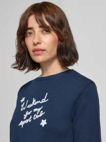 Koszulka dzianinowa o kroju regular fit z mieszanka bawełny model FIACRE' Weekend Max Mara granatowa