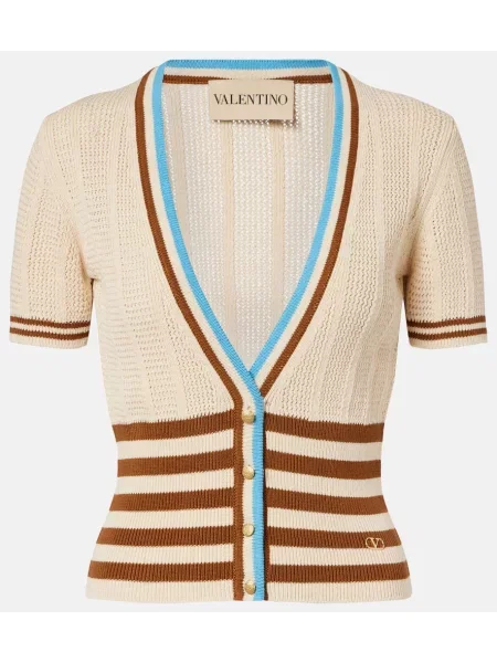 Dzianinowy kardigan Valentino w paski beżowy