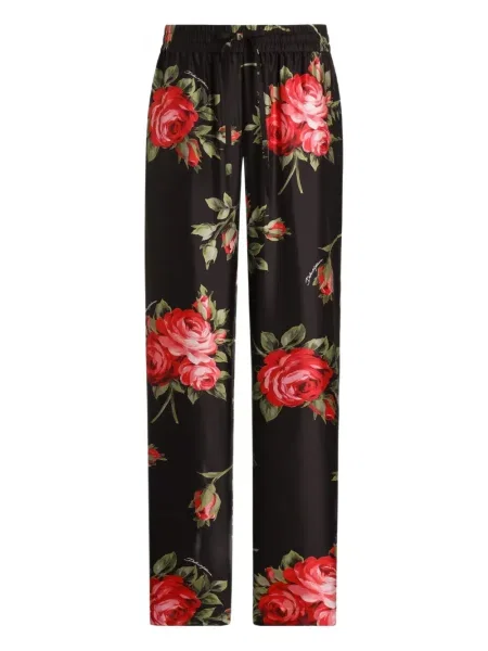 Pantaloni Dolce & Gabbana cu model floral negru