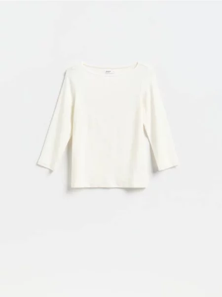 Reserved Tricou cu mânecă lungă cu conținut ridicat de modal alb