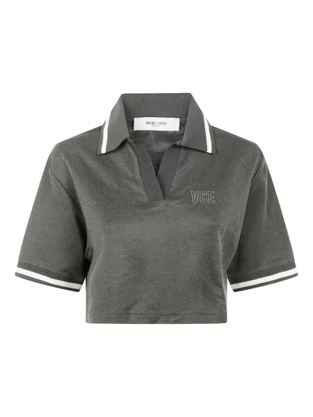 Polo Golden Goose cu broderie verde
