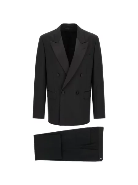 Costum Lardini din satin cu două rânduri de nasturi negru