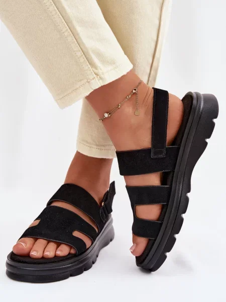 Sandali Big Star Shoes iz semiša črna