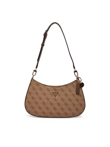 GUESS Τσάντα χειρός NOELLE II TOP ZIP SHOULDER BAG / ανοικτό καφέ
