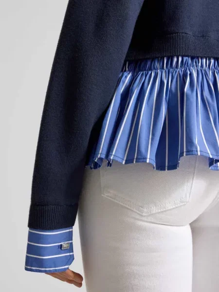 Sweter z dzianiny z mieszanki w efekcie 2 w 1 Liu Jo White