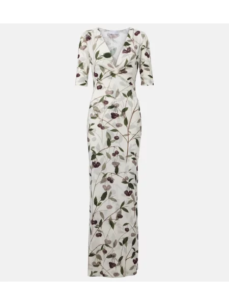 Rochie maxi Stella Mccartney cu imagine din jerseu de costum alb