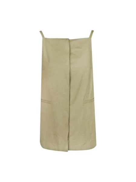 Lniane buty do kostki Semicouture na platformie o krotszym kroju brązowe