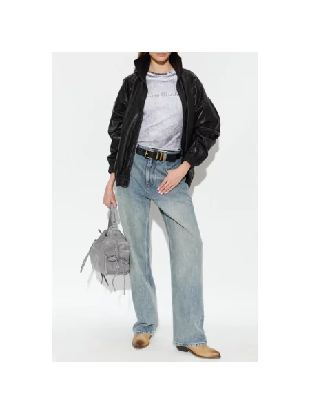 Kurtka skórzana Acne Studios retro czarna
