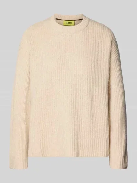 Sweter z dzianiny o kroju oversized z prążkowanymi wykończeniami model ‘SIGGA’ Jjxx beżowy