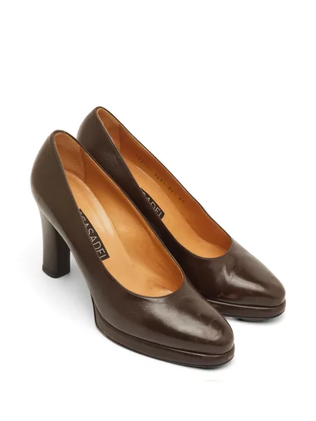 Pantofi cu toc Casadei din piele cu platformă maro