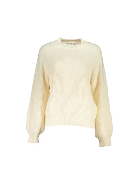 Dzianinowy sweter Desigual z długim rękawem elegancki beżowy