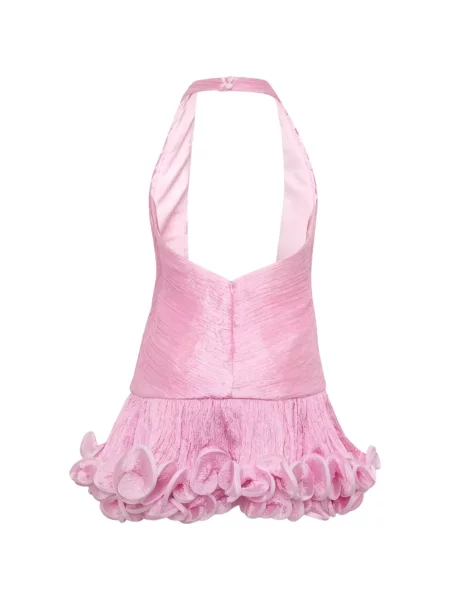 Rochie mini Stolen Stores cu volane cu gât halter roz