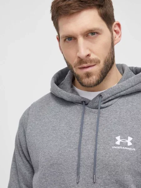 Under Armour kapucnis melegítőfelső férfi pamuttal Essential Fleece szürke