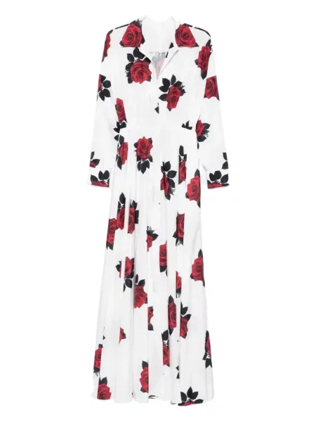 Maksi sukienka maxi Norma Kamali z nadrukiem garniturowa biała