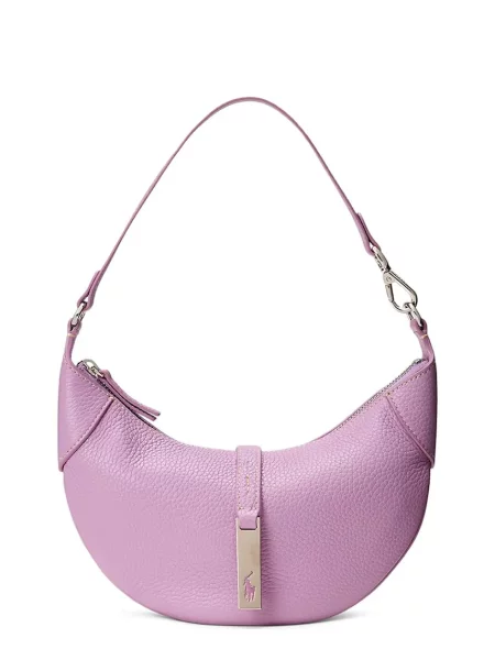 Usnjena torbica Polo Ralph Lauren vijolična