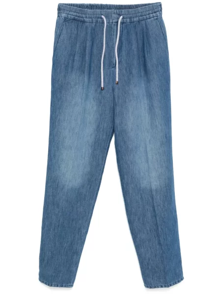 Plisované džíny Brunello Cucinelli modré