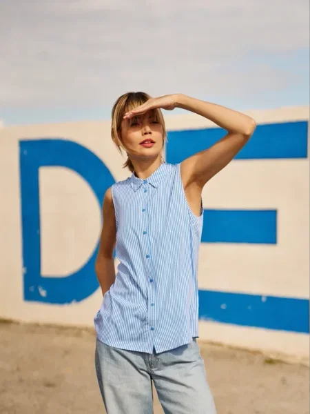 Cămașă Marisse cu dungi alb