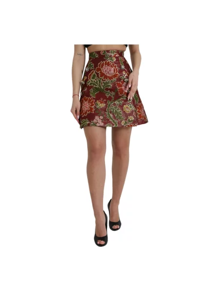 Spódnica mini Dolce And Gabbana w kwiatki brązowa
